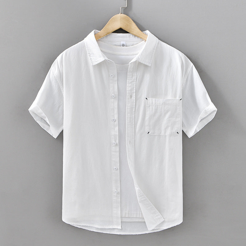 Summer Men's Casual Short-sleeved Cotton Shirt