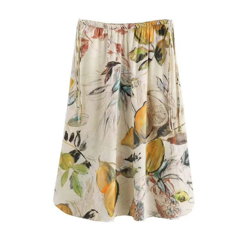 European And American Cotton Printing One-piece Pleated Suit