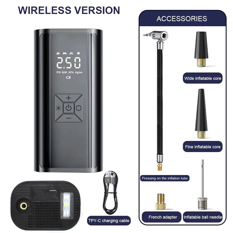 1pc Wireless Car Air Compressor Air Pump Electric Tire Inflator Pump for Motorcycle Bicycle Boat AUTO Tyre Balls Inflatable